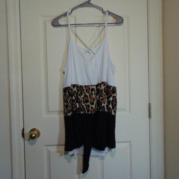 CY Tops - CY Boutique Leopard Print Tie Front Tank 3XL